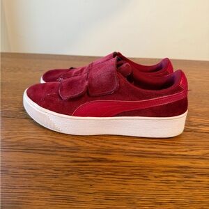 Puma Vikky Platform Sneakers- Cherry Red Suede